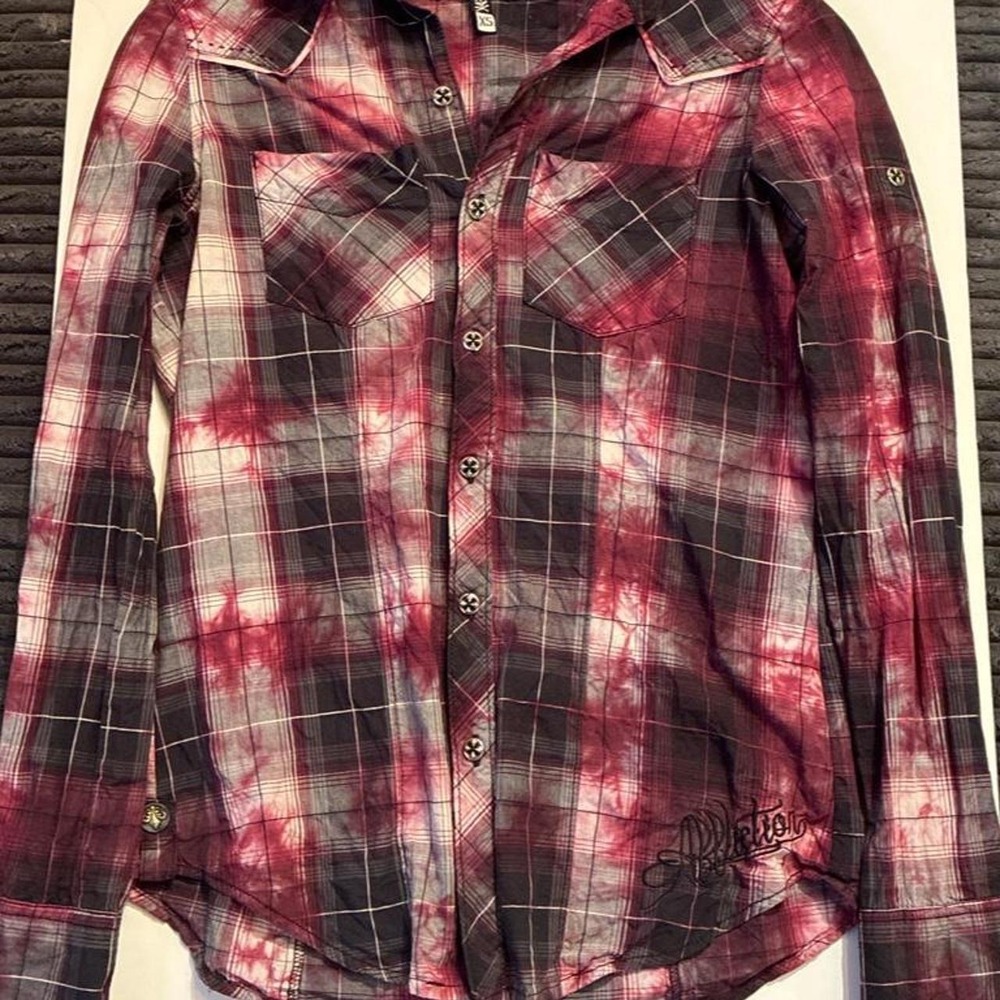 AUTHENTIC Y2K AFFLICTION CYBER GRUNGE BUTTON UP